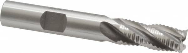 OSG - 3/8" Diam, Coarse Pitch, 7/8" LOC, 4 Flute Cobalt Roughing Square End Mill - Uncoated, 2-5/8" OAL, 3/8" Shank Diam, Single End, 30° Helix - Benchmark Tooling