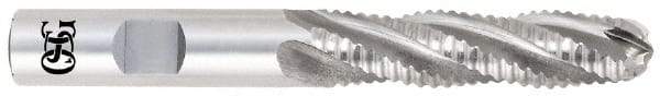 OSG - 1-1/4" Diam, Coarse Pitch, 2" LOC, 6 Flute Cobalt Roughing Ball End Mill - Uncoated, 4-1/2" OAL, 1-1/4" Shank Diam, Single End, Centercutting, 30° Helix - Benchmark Tooling
