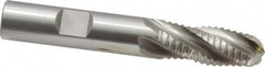 OSG - 1/2" Diam, Coarse Pitch, 1-1/4" LOC, 4 Flute Cobalt Roughing Ball End Mill - Uncoated, 3-1/4" OAL, 1/2" Shank Diam, Single End, Centercutting, 30° Helix - Benchmark Tooling