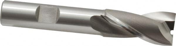 OSG - 21/32", 1-5/16" LOC, 1/2" Shank Diam, 3-5/16" OAL, 2 Flute, Cobalt Square End Mill - Single End, Uncoated, Spiral Flute, 30° Helix, Centercutting, Right Hand Cut, Right Hand Flute, Series 520 - Benchmark Tooling