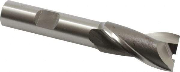 OSG - 11/16", 1-5/16" LOC, 1/2" Shank Diam, 3-5/16" OAL, 2 Flute, Cobalt Square End Mill - Single End, Uncoated, Spiral Flute, 30° Helix, Centercutting, Right Hand Cut, Right Hand Flute, Series 520 - Benchmark Tooling