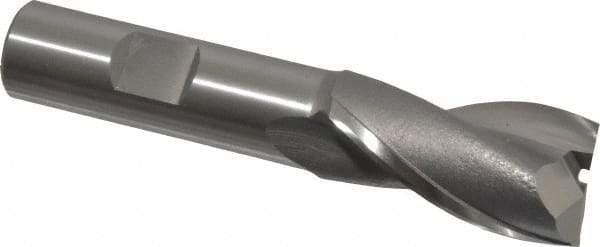 OSG - 13/16", 1-1/2" LOC, 5/8" Shank Diam, 3-5/8" OAL, 2 Flute, Cobalt Square End Mill - Single End, Uncoated, Spiral Flute, 30° Helix, Centercutting, Right Hand Cut, Right Hand Flute, Series 520 - Benchmark Tooling