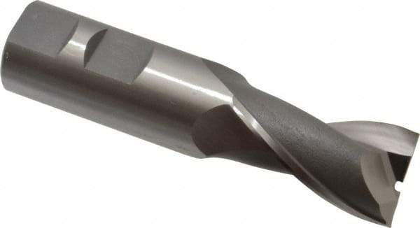 OSG - 7/8", 1-1/2" LOC, 7/8" Shank Diam, 3-3/4" OAL, 2 Flute, Cobalt Square End Mill - Single End, Uncoated, Spiral Flute, 30° Helix, Centercutting, Right Hand Cut, Right Hand Flute, Series 520 - Benchmark Tooling