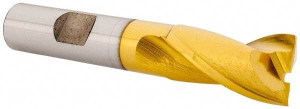 OSG - 5/8", 1-1/8" LOC, 1/2" Shank Diam, 3-1/8" OAL, 2 Flute, Cobalt Square End Mill - Single End, TiN Finish, Spiral Flute, 30° Helix, Centercutting, Right Hand Cut, Right Hand Flute, Series 520 - Benchmark Tooling