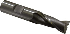 OSG - 16mm, 1-5/16" LOC, 5/8" Shank Diam, 3-7/16" OAL, 2 Flute, Cobalt Square End Mill - Single End, Uncoated, Spiral Flute, 30° Helix, Centercutting, Right Hand Cut, Right Hand Flute, Series 580 - Benchmark Tooling