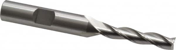 OSG - 1/4", 1-1/4" LOC, 3/8" Shank Diam, 3-1/16" OAL, 3 Flute, Cobalt Square End Mill - Single End, Uncoated, Spiral Flute, 30° Helix, Centercutting, Right Hand Cut, Right Hand Flute, Series 536 - Benchmark Tooling