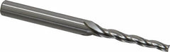 OSG - 1° Taper Angle per Side, 3/32" Small End Diam, 3/4" LOC, Cobalt 3 Flute Tapered Square End Mill - 2" OAL, 3/16" Shank Diam, Spiral Flute, 25° Helix - Benchmark Tooling