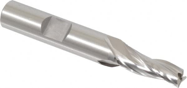 OSG - 2° Taper Angle per Side, 1/4" Small End Diam, 3/4" LOC, Cobalt 3 Flute Tapered Square End Mill - 2-1/2" OAL, 3/8" Shank Diam, Spiral Flute, 25° Helix - Benchmark Tooling