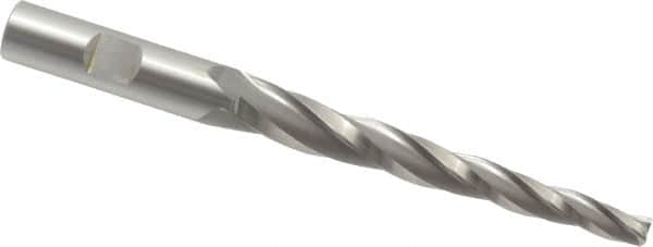 OSG - 2° Taper Angle per Side, 1/4" Small End Diam, 3-1/4" LOC, Cobalt 3 Flute Tapered Square End Mill - 5-1/4" OAL, 1/2" Shank Diam, Spiral Flute, 25° Helix - Benchmark Tooling