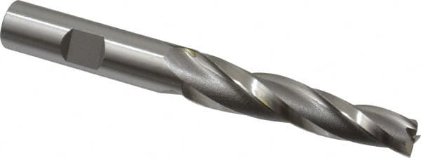 OSG - 2° Taper Angle per Side, 3/8" Small End Diam, 2-1/4" LOC, Cobalt 3 Flute Tapered Square End Mill - 4-1/4" OAL, 1/2" Shank Diam, Spiral Flute, 25° Helix - Benchmark Tooling
