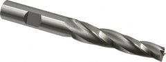 OSG - 2° Taper Angle per Side, 3/8" Small End Diam, 2-1/4" LOC, Cobalt 3 Flute Tapered Square End Mill - 4-1/4" OAL, 1/2" Shank Diam, Spiral Flute, 25° Helix - Benchmark Tooling