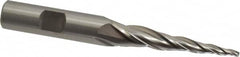 OSG - 5° Taper Angle per Side, 3/32" Small End Diam, 2" LOC, Cobalt 3 Flute Tapered Square End Mill - 4" OAL, 1/2" Shank Diam, Spiral Flute, 25° Helix - Benchmark Tooling