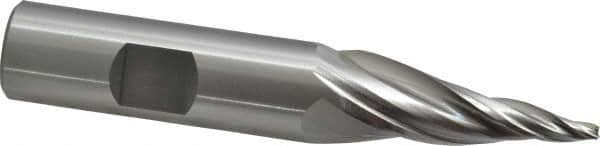 OSG - 10° Taper Angle per Side, 3/32" Small End Diam, 1-1/2" LOC, Cobalt 3 Flute Tapered Square End Mill - 3-5/8" OAL, 5/8" Shank Diam, Spiral Flute, 25° Helix - Benchmark Tooling