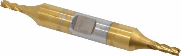 OSG - 1/8", 3/8" LOC, 3/8" Shank Diam, 3-1/16" OAL, 4 Flute, Cobalt Square End Mill - Double End, TiN Finish, Spiral Flute, 30° Helix, Right Hand Cut, Right Hand Flute, Series 542 - Benchmark Tooling