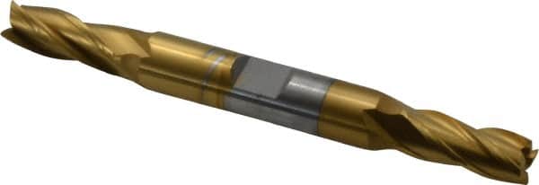 OSG - 5/16", 3/4" LOC, 3/8" Shank Diam, 3-1/2" OAL, 4 Flute, Cobalt Square End Mill - Double End, TiN Finish, Spiral Flute, 30° Helix, Right Hand Cut, Right Hand Flute, Series 542 - Benchmark Tooling