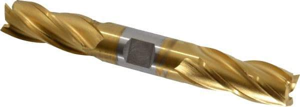 OSG - 3/4", 1-5/8" LOC, 3/4" Shank Diam, 5-5/8" OAL, 4 Flute, Cobalt Square End Mill - Double End, TiN Finish, Spiral Flute, 30° Helix, Right Hand Cut, Right Hand Flute, Series 542 - Benchmark Tooling