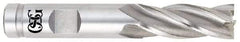 OSG - 7/16", 1-1/4" LOC, 1/2" Shank Diam, 3-1/4" OAL, 4 Flute, Cobalt Square End Mill - Single End, Uncoated, Spiral Flute, 30° Helix, Centercutting, Right Hand Cut, Right Hand Flute, Series 541 - Benchmark Tooling