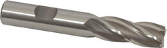 OSG - 1/2", 1-1/4" LOC, 1/2" Shank Diam, 3-1/4" OAL, 4 Flute, Cobalt Square End Mill - Single End, Uncoated, Spiral Flute, 30° Helix, Centercutting, Right Hand Cut, Right Hand Flute, Series 541 - Benchmark Tooling