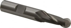 OSG - 7/16" Diam, 1" LOC, 2 Flute Cobalt Ball End Mill - Uncoated, Single End, 3" OAL, 1/2" Shank Diam, Spiral Flute - Benchmark Tooling