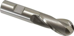 OSG - 7/8" Diam, 1-7/8" LOC, 2 Flute Cobalt Ball End Mill - Uncoated, Single End, 4-1/8" OAL, 3/4" Shank Diam, Spiral Flute - Benchmark Tooling