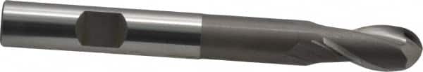 OSG - 3/8" Diam, 3/4" LOC, 2 Flute Cobalt Ball End Mill - Uncoated, Single End, 3-5/16" OAL, 3/8" Shank Diam, Spiral Flute - Benchmark Tooling