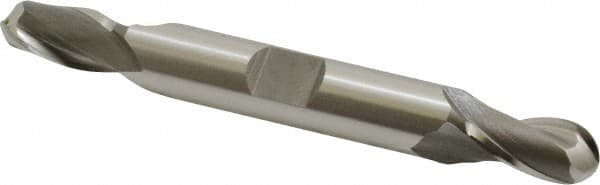 OSG - 5/16" Diam, 9/16" LOC, 2 Flute Cobalt Ball End Mill - Uncoated, Double End, 3-1/8" OAL, 3/8" Shank Diam, Spiral Flute - Benchmark Tooling