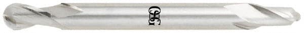 OSG - 1/16" Diam, 3/32" LOC, 2 Flute Cobalt Ball End Mill - Uncoated, Double End, 2" OAL, 3/16" Shank Diam, Spiral Flute - Benchmark Tooling