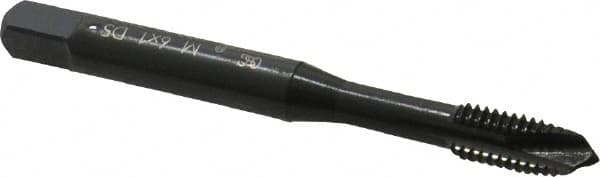 OSG - M6x1.00 Metric Coarse, 3 Flute, Oxide Finish, Vanadium High Speed Steel Spiral Point Tap - Plug Chamfer, Right Hand Thread, 2-1/2" OAL, 1" Thread Length, 0.255" Shank Diam, 6H Class of Fit - Exact Industrial Supply