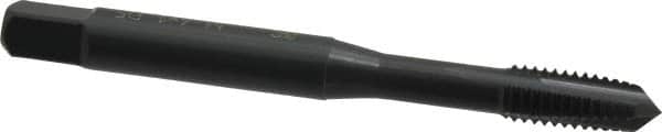OSG - M6x1.00 Metric Coarse, 3 Flute, Oxide Finish, Powdered Metal Spiral Point Tap - Plug Chamfer, Right Hand Thread, 2-1/2" OAL, 1" Thread Length, 0.255" Shank Diam, 6H Class of Fit, Series 344 - Exact Industrial Supply