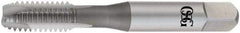 OSG - 7/16-14 UNC, 3 Flute, Bright Finish, High Speed Steel Spiral Point Tap - Bottoming Chamfer, Right Hand Thread, 3-5/32" OAL, 1-7/16" Thread Length, 0.323" Shank Diam - Exact Industrial Supply