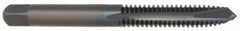 OSG - M12x1.75 Metric Coarse, 3 Flute, TiCN Finish, Powdered Metal Spiral Point Tap - Plug Chamfer, Right Hand Thread, 3-3/8" OAL, 1-21/32" Thread Length, 0.367" Shank Diam, 6H Class of Fit, Series 344NI - Exact Industrial Supply