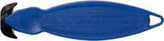 Klever Innovations - Fixed Safety Cutter - 1-1/4" Carbon Steel Blade, Blue Plastic Handle, 1 Blade Included - Benchmark Tooling