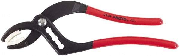 Proto - 9-1/2" OAL, 2-1/2" Max Capacity, 4 Position Tongue & Groove Pliers - Smooth Curved Jaws, Curved Head, Plastic Dipped Handles - Benchmark Tooling