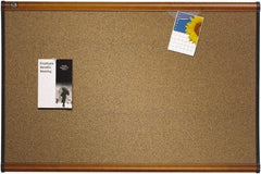 Quartet - 36" Wide x 24" High Open Cork Bulletin Board - Brown - Benchmark Tooling