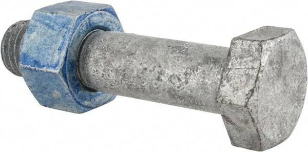 Value Collection - 7/8-9 Thread, 4" Length Under Head, Steel Hex Head Bolt - Hot Dipped Galvanized Coated, UNC Thread, ASTM A325 - Benchmark Tooling