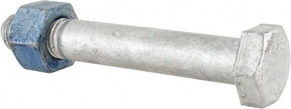 Value Collection - 1-1/8 - 7 Thread, 7-1/2" Length Under Head, Steel Hex Head Bolt - Hot Dipped Galvanized Coated, UNC Thread, ASTM A325 - Benchmark Tooling