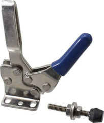 Gibraltar - 250 Lb Holding Capacity, Horizontal Handle, Manual Hold Down Toggle Clamp - 61° Handle Movement, 91° Bar Opening, U-Bar, Flanged Base, Electro-Plated Zinc, Stainless Steel - Benchmark Tooling