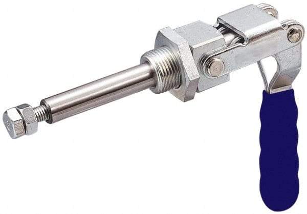 Gibraltar - 699.16 Lb Load Capacity, Mounting Plate Base, Stainless Steel, Standard Straight Line Action Clamp - 0.62" Plunger Diam, Straight Handle - Benchmark Tooling