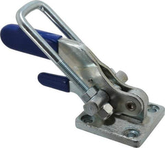 Gibraltar - 4,000 Lb Capacity, Horizontal, U Hook, Flanged Base, Carbon Steel Pull Action Latch Clamp - 3-1/2" Drawing Movement, 10.19" OAL, Threaded U Hook, Straight Handle - Benchmark Tooling