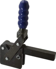 Gibraltar - 2,500 Lb Holding Capacity, Vertical Handle, Manual Hold Down Toggle Clamp - 129° Handle Movement, 199° Bar Opening, Solid Bar, Straight Base, Electro-Plated Zinc, Carbon Steel - Benchmark Tooling