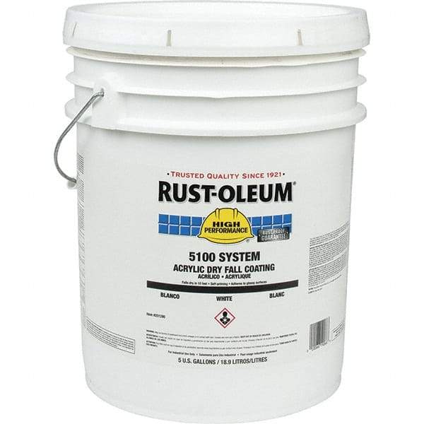 Rust-Oleum - 5 Gal White Flat Finish Industrial Enamel Paint - 210 to 260 Sq Ft per Gal, Interior/Exterior - Benchmark Tooling