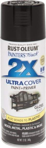 Rust-Oleum - Black, Gloss, Enamel Spray Paint - 8 to 12 Sq Ft per Can, 12 oz Container - Benchmark Tooling