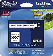 Brother - 3/8" Wide x 314.4" Long, White Plastic/Paper Tape Cassette - For Label Maker - Benchmark Tooling