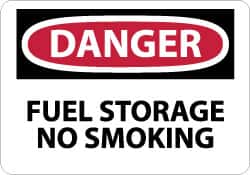 NMC - "Danger - Fuel Storage - No Smoking", 7" Long x 10" Wide, Rigid Plastic Safety Sign - Rectangle, 0.05" Thick, Use for Accident Prevention - Benchmark Tooling