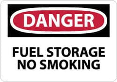 NMC - "Danger - Fuel Storage - No Smoking", 7" Long x 10" Wide, Rigid Plastic Safety Sign - Rectangle, 0.05" Thick, Use for Accident Prevention - Benchmark Tooling