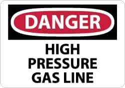 NMC - "Danger - High Pressure Gas Line", 10" Long x 14" Wide, Aluminum Safety Sign - Rectangle, 0.04" Thick, Use for Hazardous Materials - Benchmark Tooling