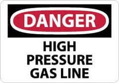 NMC - "Danger - High Pressure Gas Line", 10" Long x 14" Wide, Aluminum Safety Sign - Rectangle, 0.04" Thick, Use for Hazardous Materials - Benchmark Tooling