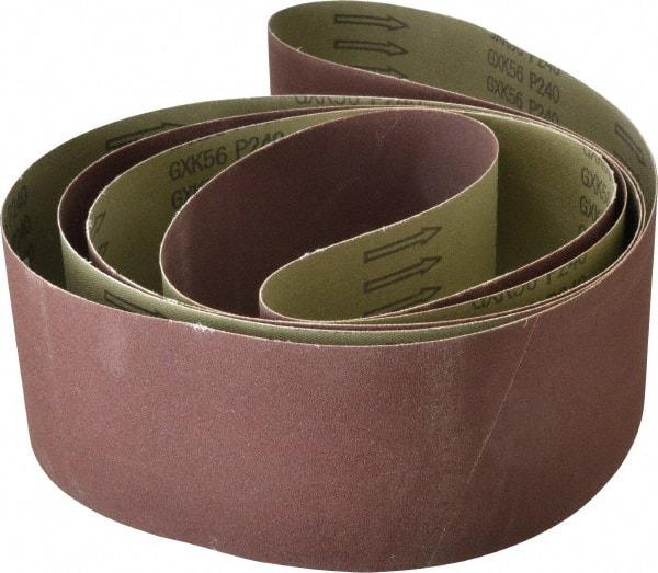 Tru-Maxx - 4" Wide x 132" OAL, 220 Grit, Aluminum Oxide Abrasive Belt - Aluminum Oxide, Very Fine, Coated, X Weighted Cloth Backing - Benchmark Tooling