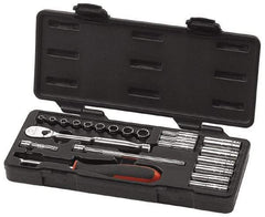 GearWrench - 22 Piece 1/4" Drive Deep Well Socket Set - 6, 12 Points, 3/16" to 1/2" Range, Inch Measurement Standard - Benchmark Tooling