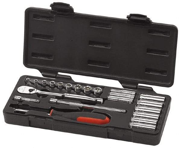 GearWrench - 22 Piece 1/4" Drive Deep Well Socket Set - 6, 12 Points, 6mm to 12mm Range, Metric Measurement Standard - Benchmark Tooling